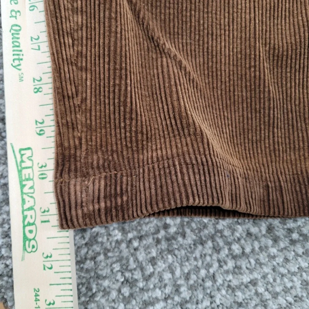 Vintage Nautica Mens Brown Corduroy Pleated Pants 34x34 (31.5)Tobacco Wide Wale